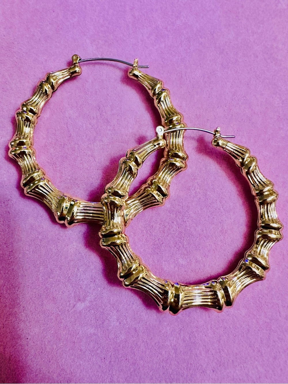Gold Bamboo Hoop Earrings